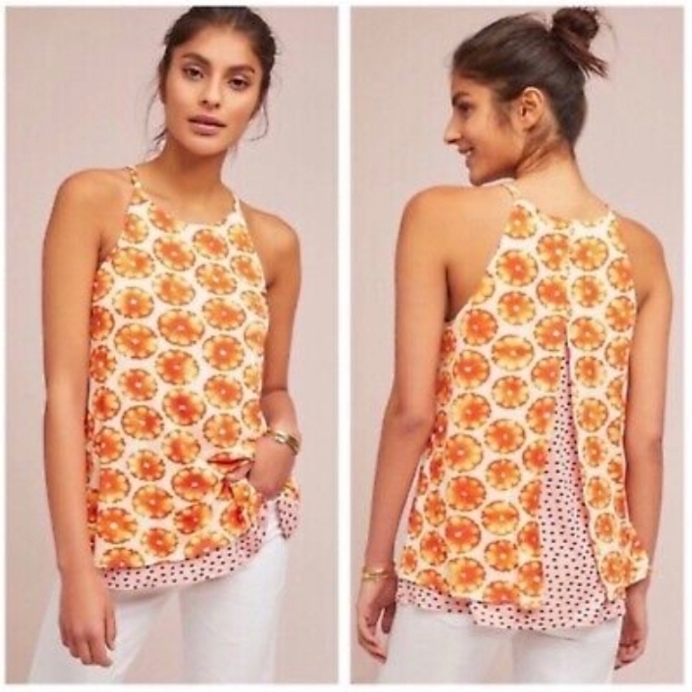 Anthropologie Porridge Orange Slice Print Swing Tank Top